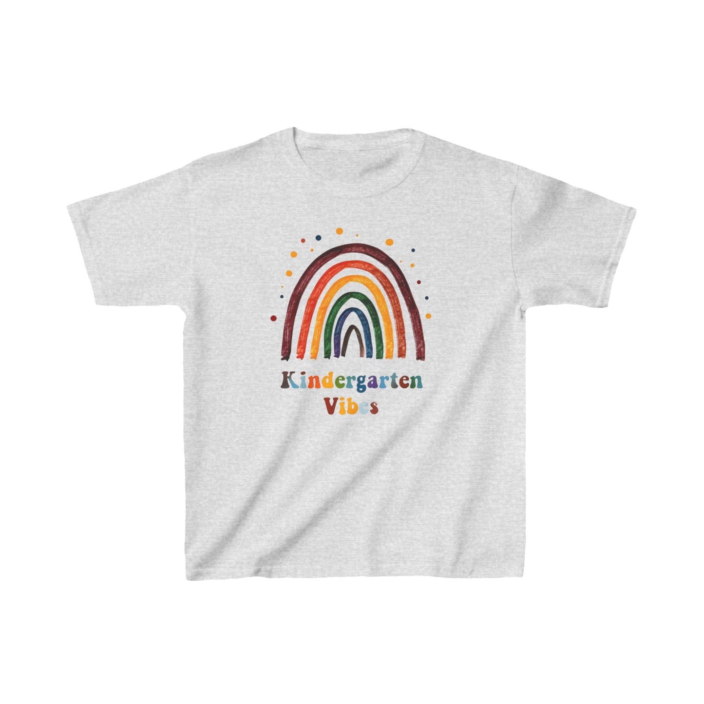 Rainbow Kindergarten Vibes Kids Tee, Fun T-Shirt for School, Summer Camp, Birthday Gift, Playdate Shirt, Rainbow Lover's Apparel