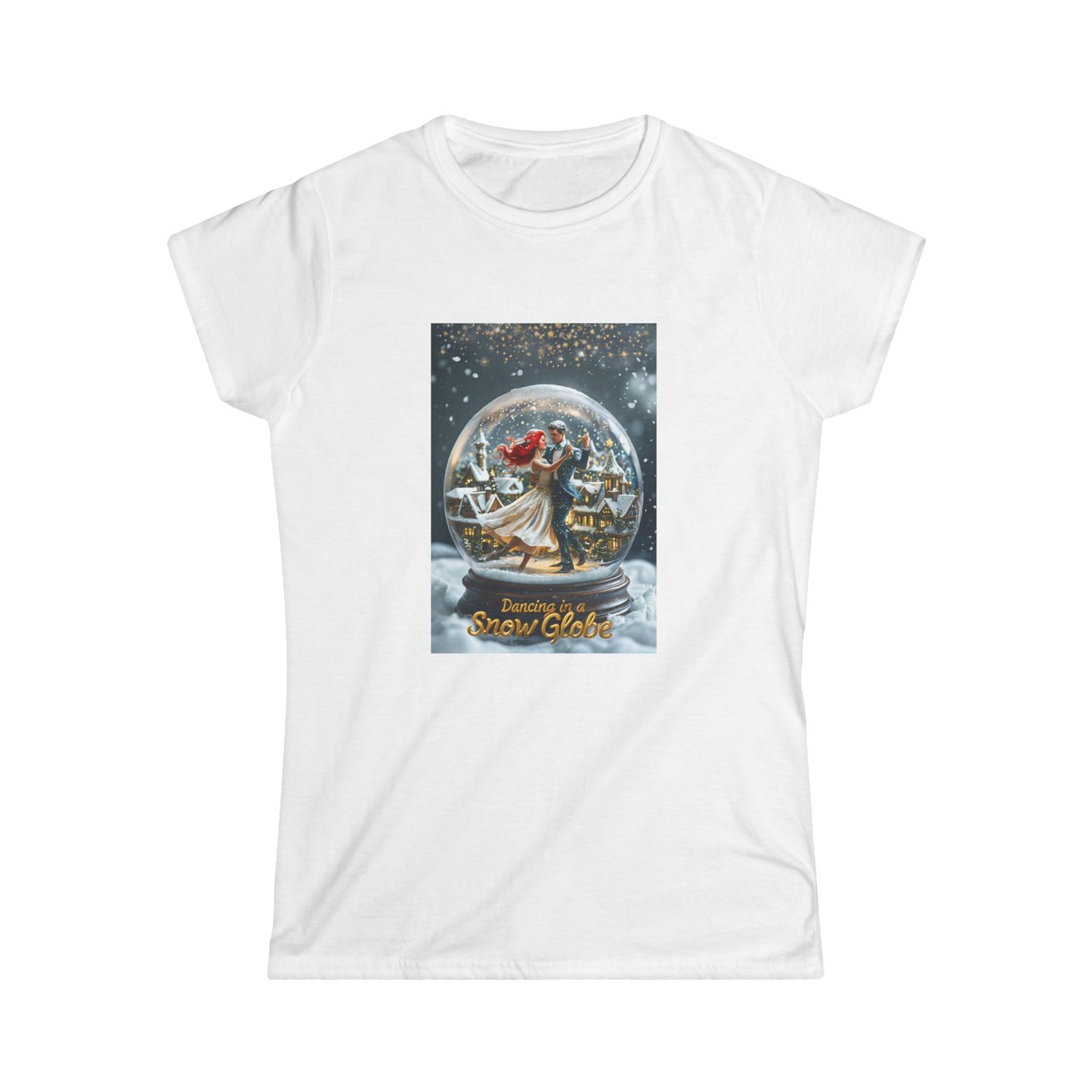 Snow Globe Dance Women's Tee, Christmas Gift Shirt, Winter Holiday Dancing Top, Festive Snowglobe Tshirt, Seasonal Graphic Tee