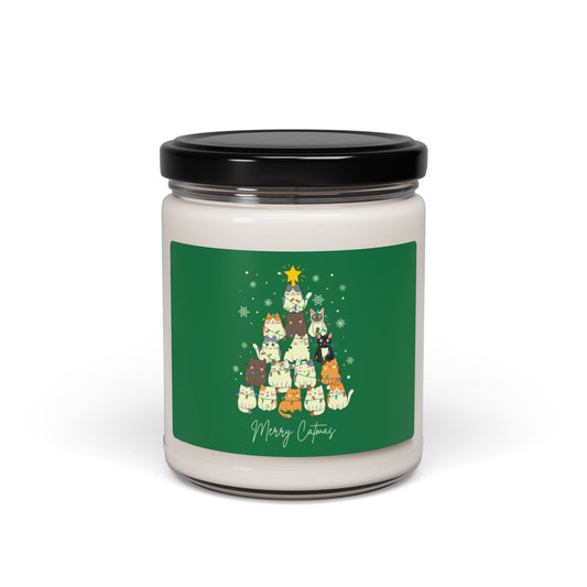 Scented Soy Candle, Merry Catmas Candle, Cat Lover Gift, Holiday Candle, Christmas Decor, Aromatherapy Candle