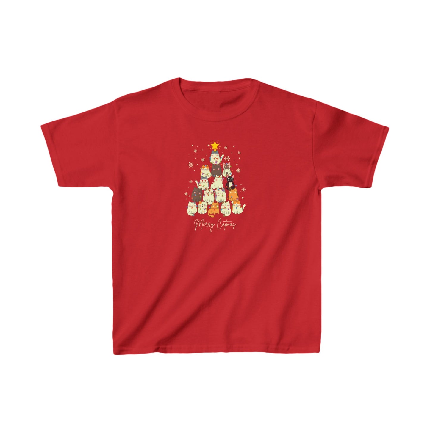 Whimsical Merry Catmas T-Shirt - Celebrate with Cats - Kids Christmas Shirt - Funny Kids xmas