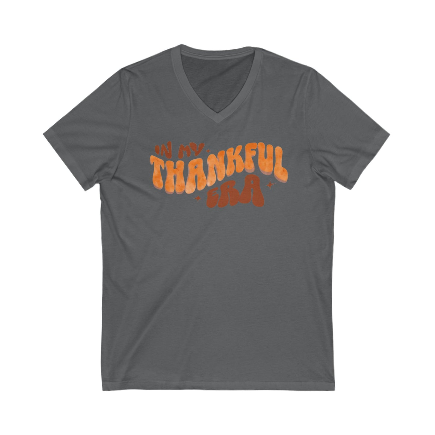 Thankful Era Unisex V-Neck Tee, Gratitude Shirt, Fall Fashion, Thanksgiving Gift, Positive Vibes, Casual Wear