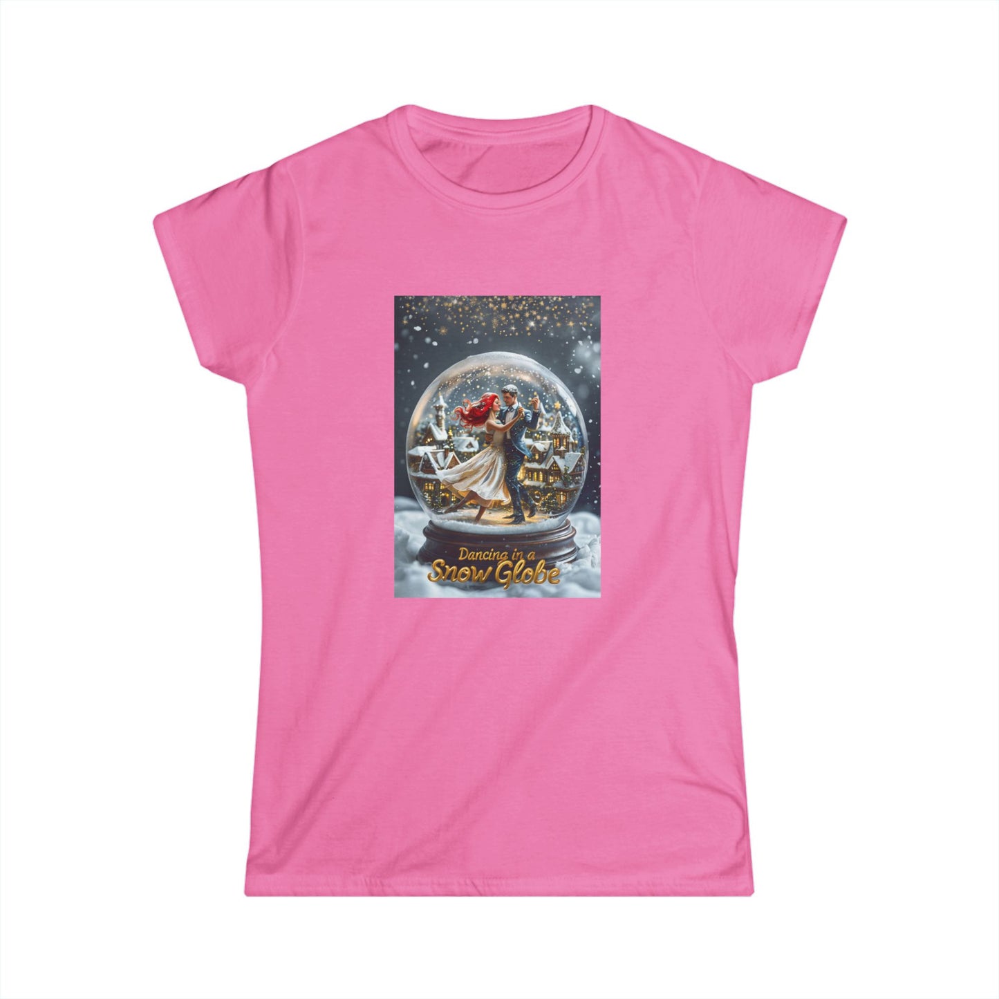 Snow Globe Dance Women's Tee, Christmas Gift Shirt, Winter Holiday Dancing Top, Festive Snowglobe Tshirt, Seasonal Graphic Tee