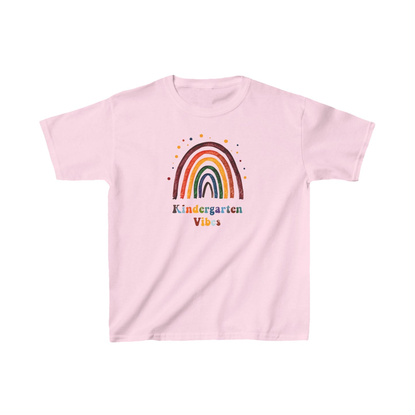 Rainbow Kindergarten Vibes Kids Tee, Fun T-Shirt for School, Summer Camp, Birthday Gift, Playdate Shirt, Rainbow Lover's Apparel