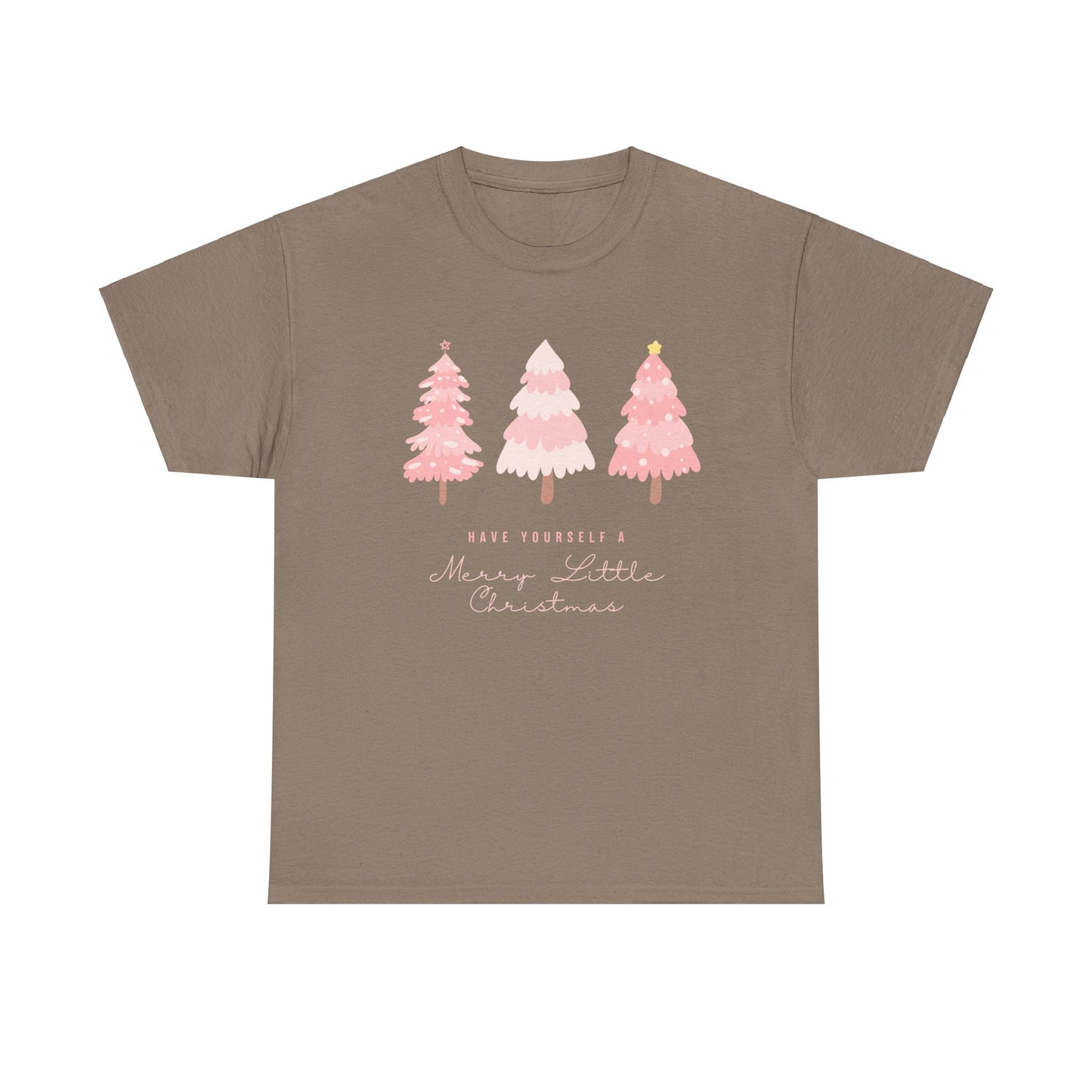 Pink Christmas Tree Tee, Festive Holiday Shirt, Unisex Cotton T-Shirt, Christmas Tree Apparel, Winter Graphic Tee