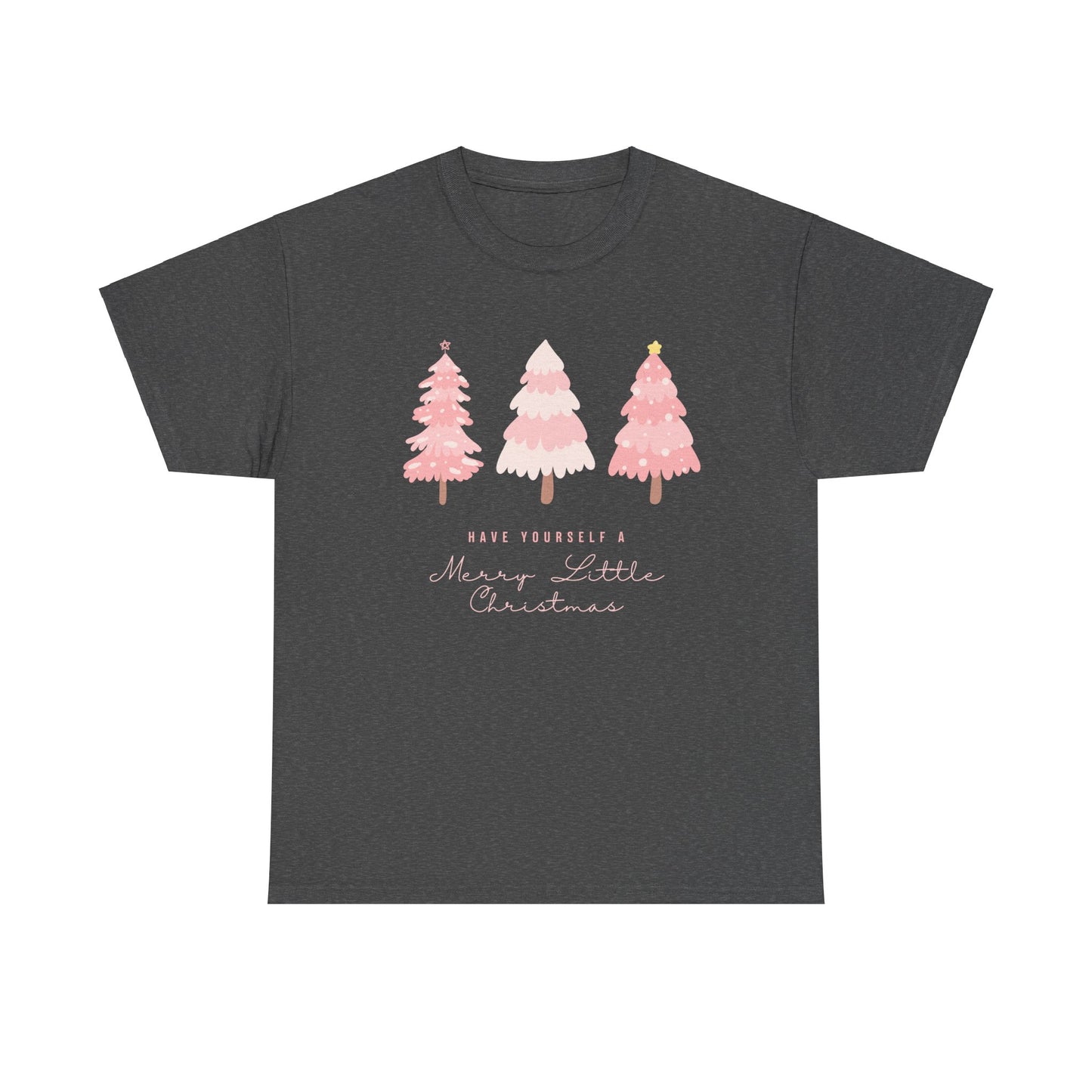 Pink Christmas Tree Tee, Festive Holiday Shirt, Unisex Cotton T-Shirt, Christmas Tree Apparel, Winter Graphic Tee