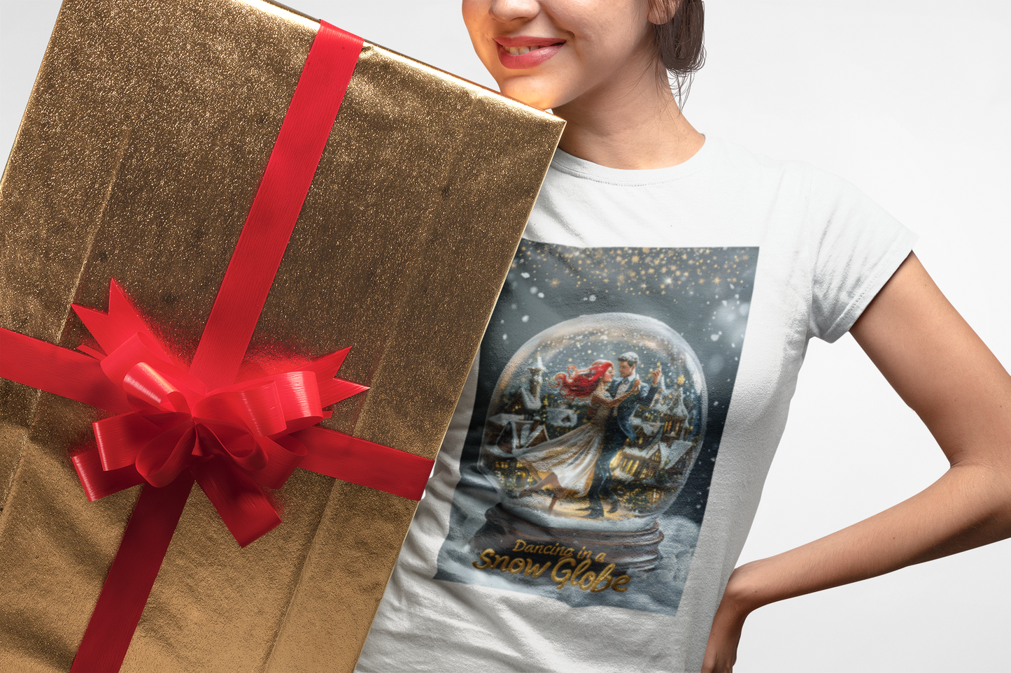 Snow Globe Dance Women's Tee, Christmas Gift Shirt, Winter Holiday Dancing Top, Festive Snowglobe Tshirt, Seasonal Graphic Tee