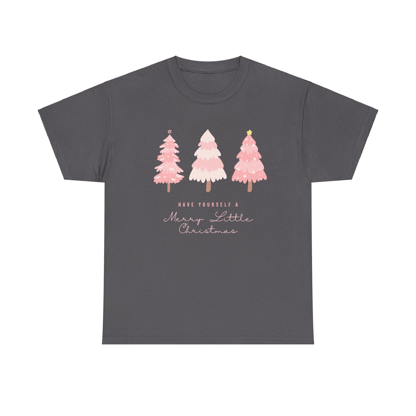 Pink Christmas Tree Tee, Festive Holiday Shirt, Unisex Cotton T-Shirt, Christmas Tree Apparel, Winter Graphic Tee