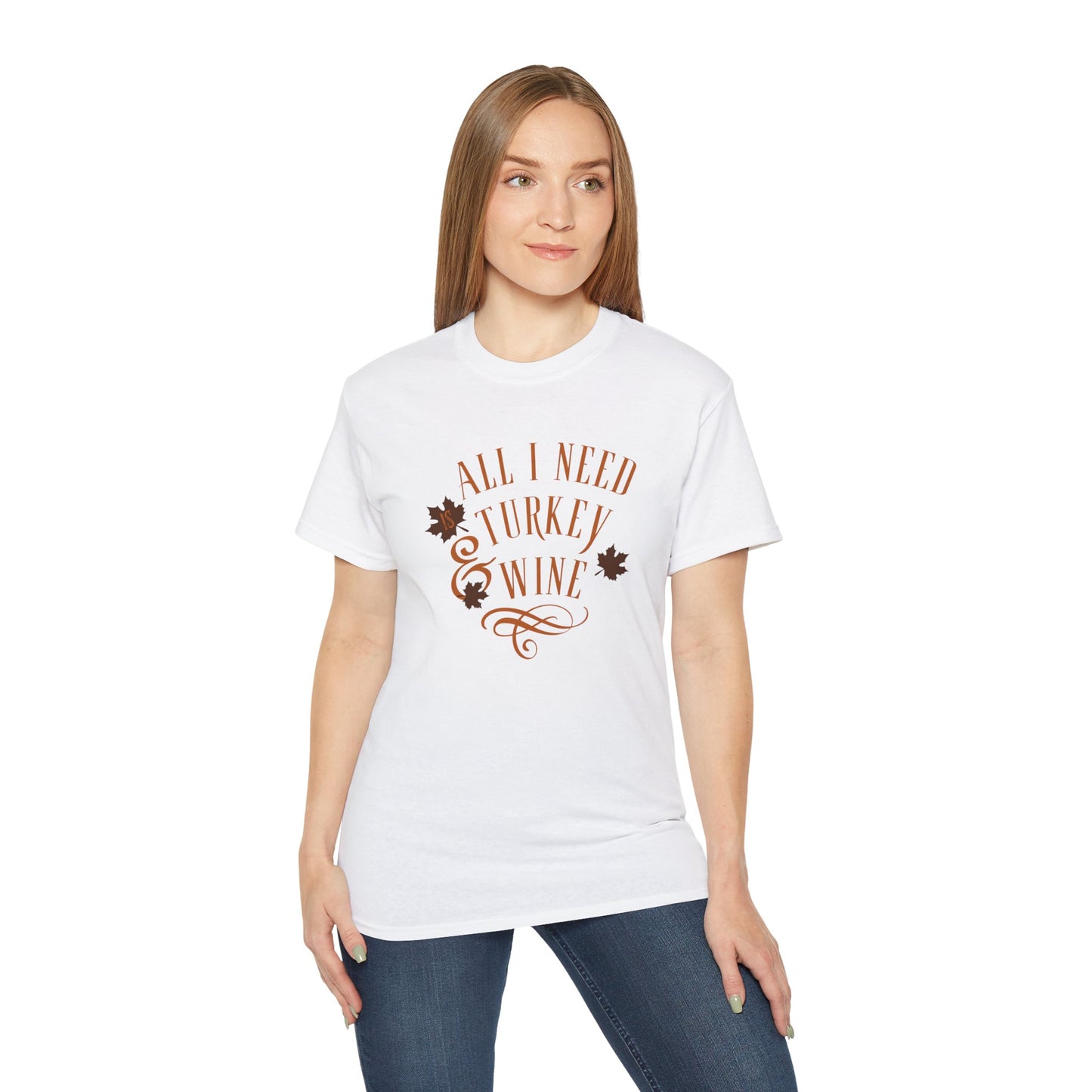 Thanksgiving Turkey and Wine T-Shirt, Fall Harvest Tee, Holiday Autumn Shirt, Funny Food Lover Gift, Thanksgiving Feast Top