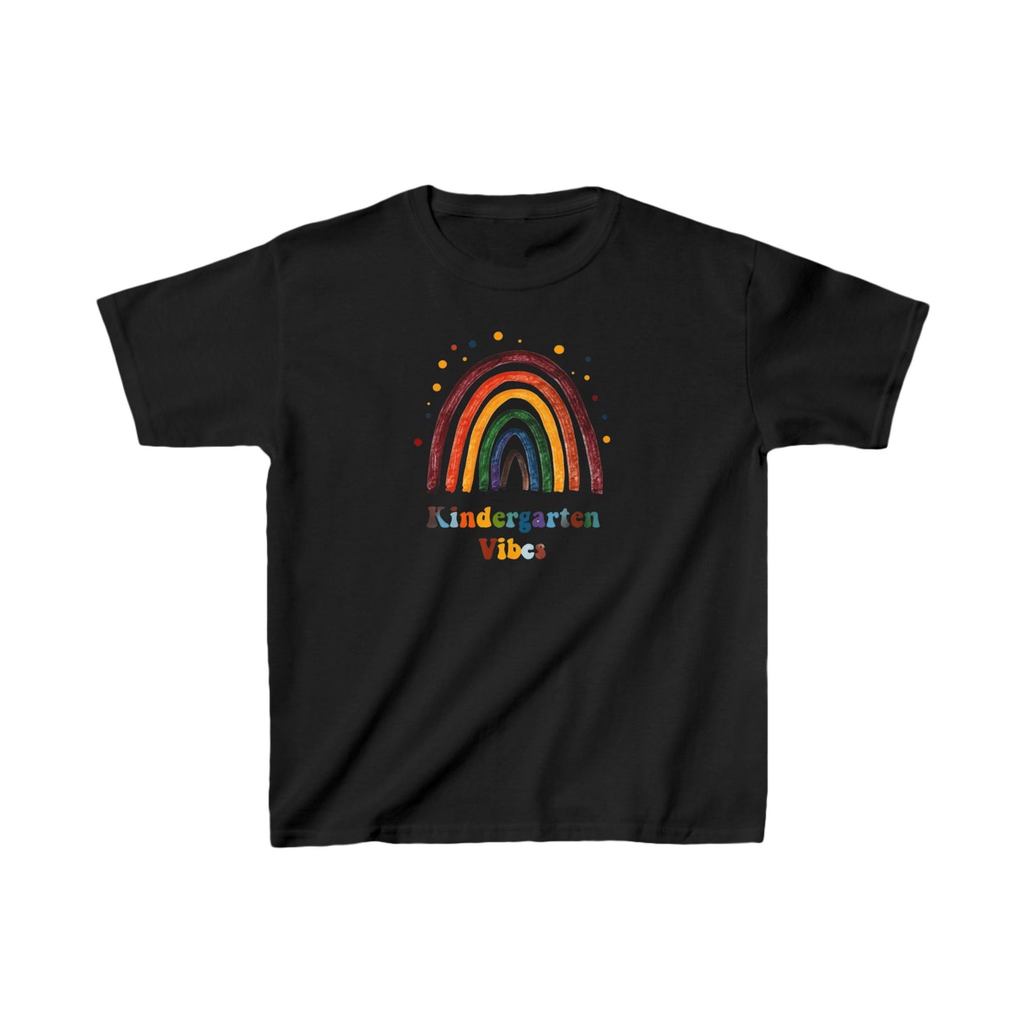 Rainbow Kindergarten Vibes Kids Tee, Fun T-Shirt for School, Summer Camp, Birthday Gift, Playdate Shirt, Rainbow Lover's Apparel