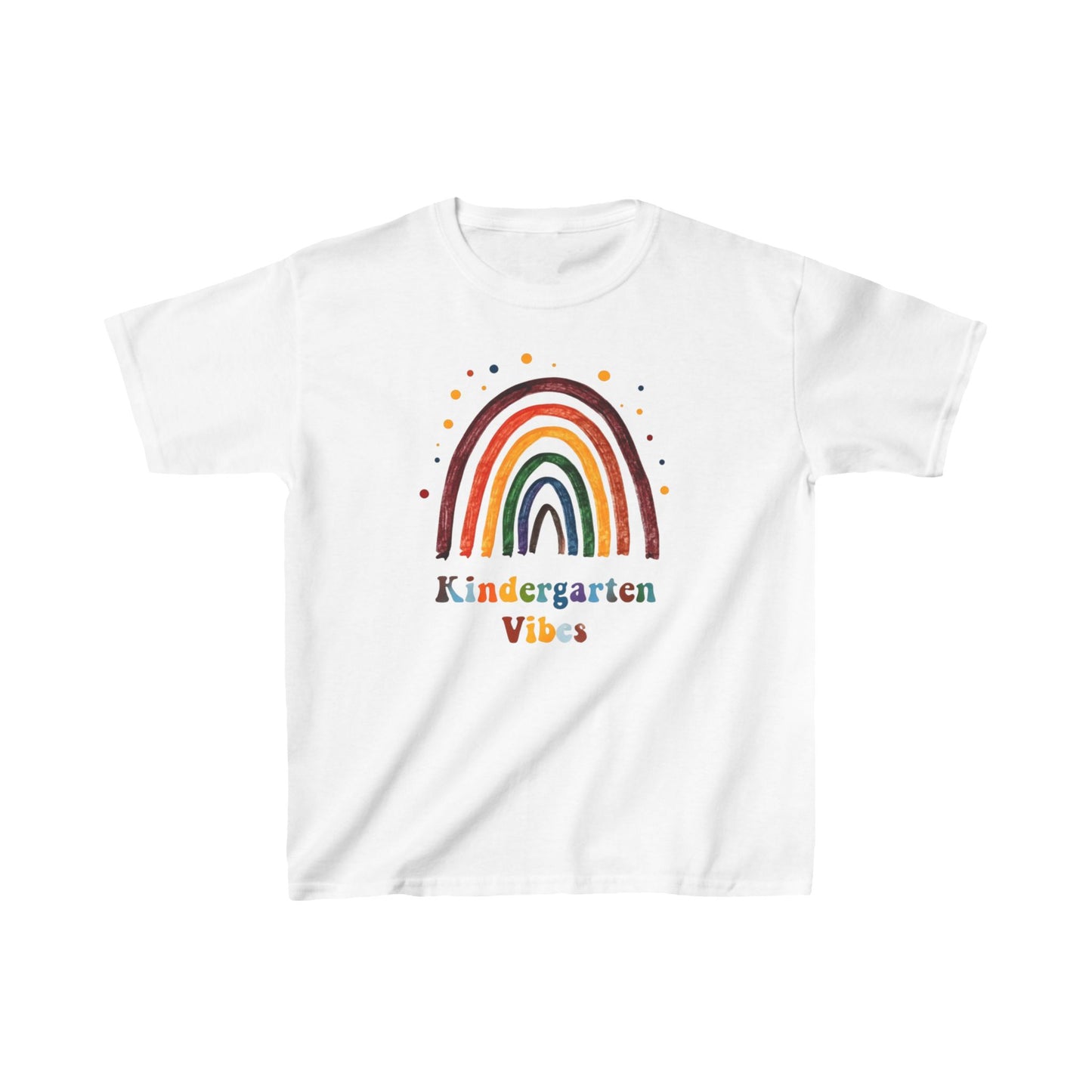 Rainbow Kindergarten Vibes Kids Tee, Fun T-Shirt for School, Summer Camp, Birthday Gift, Playdate Shirt, Rainbow Lover's Apparel