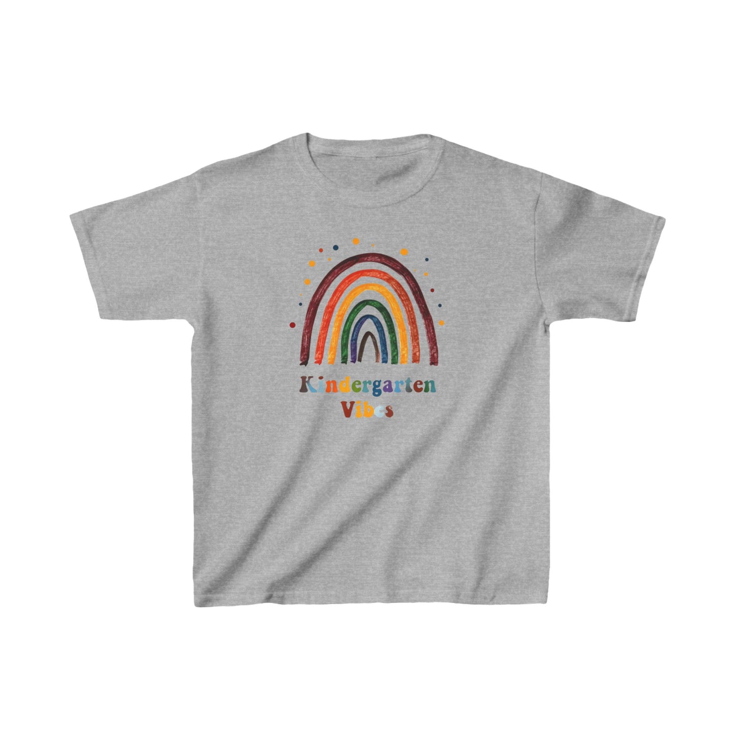 Rainbow Kindergarten Vibes Kids Tee, Fun T-Shirt for School, Summer Camp, Birthday Gift, Playdate Shirt, Rainbow Lover's Apparel