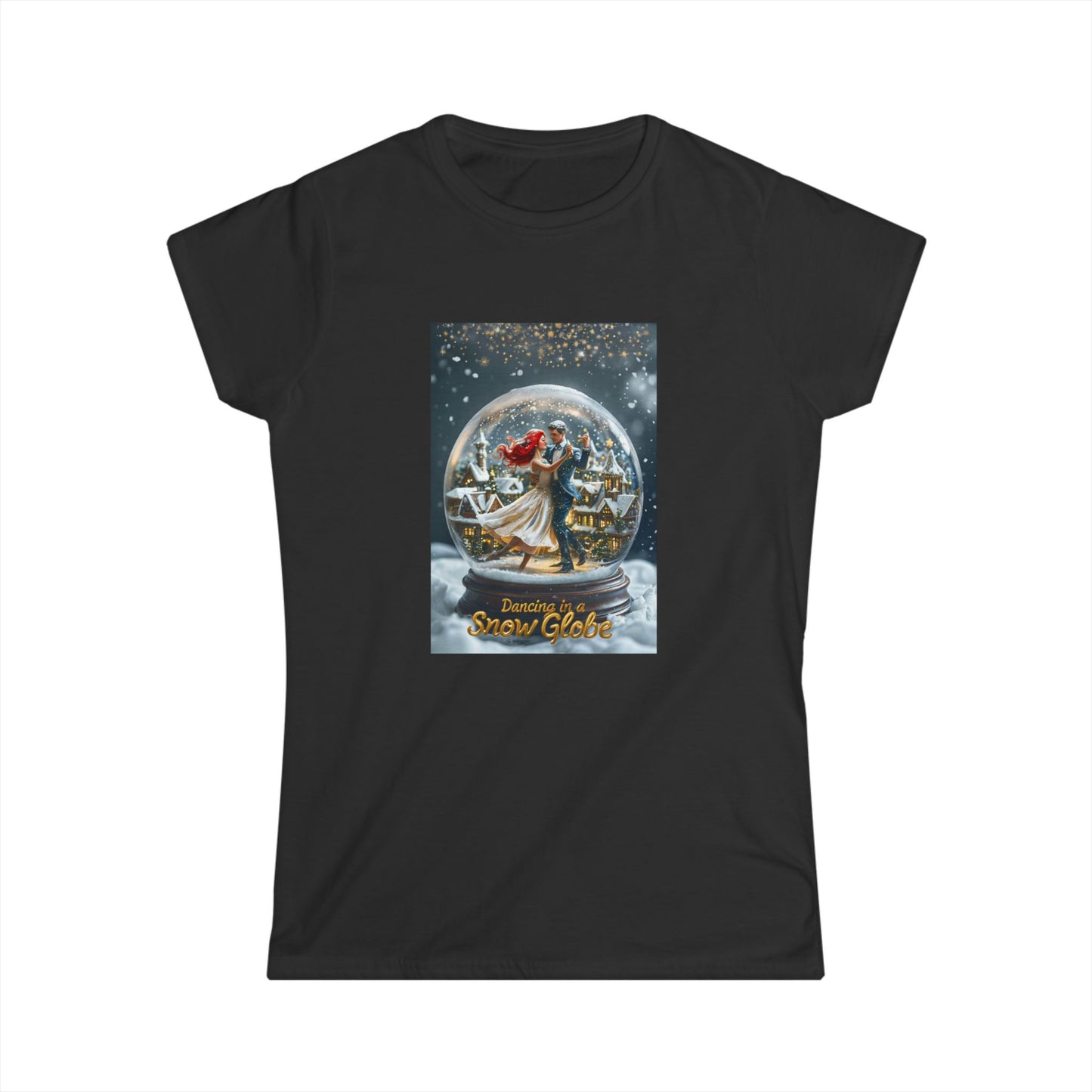 Snow Globe Dance Women's Tee, Christmas Gift Shirt, Winter Holiday Dancing Top, Festive Snowglobe Tshirt, Seasonal Graphic Tee