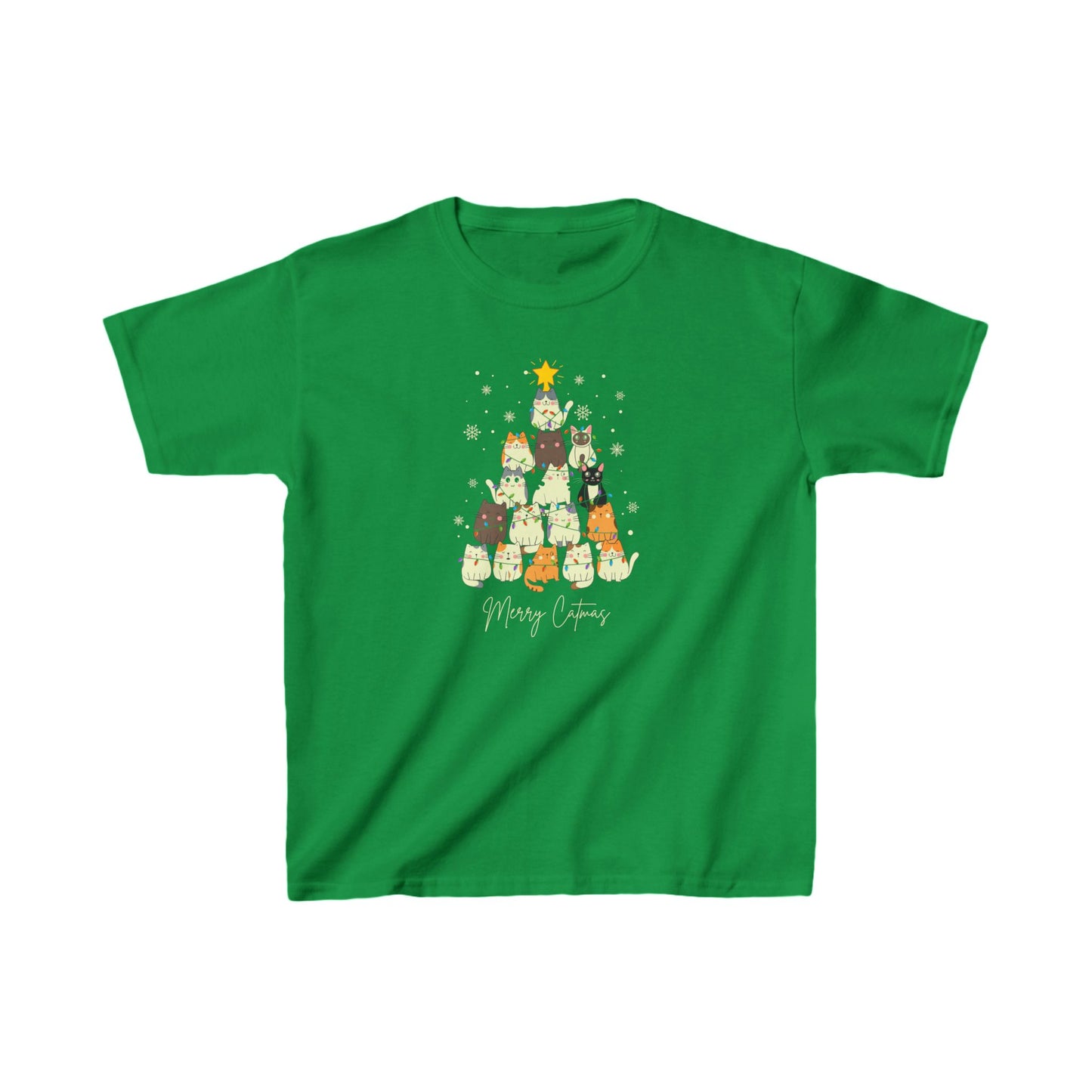 Whimsical Merry Catmas T-Shirt - Celebrate with Cats - Kids Christmas Shirt - Funny Kids xmas