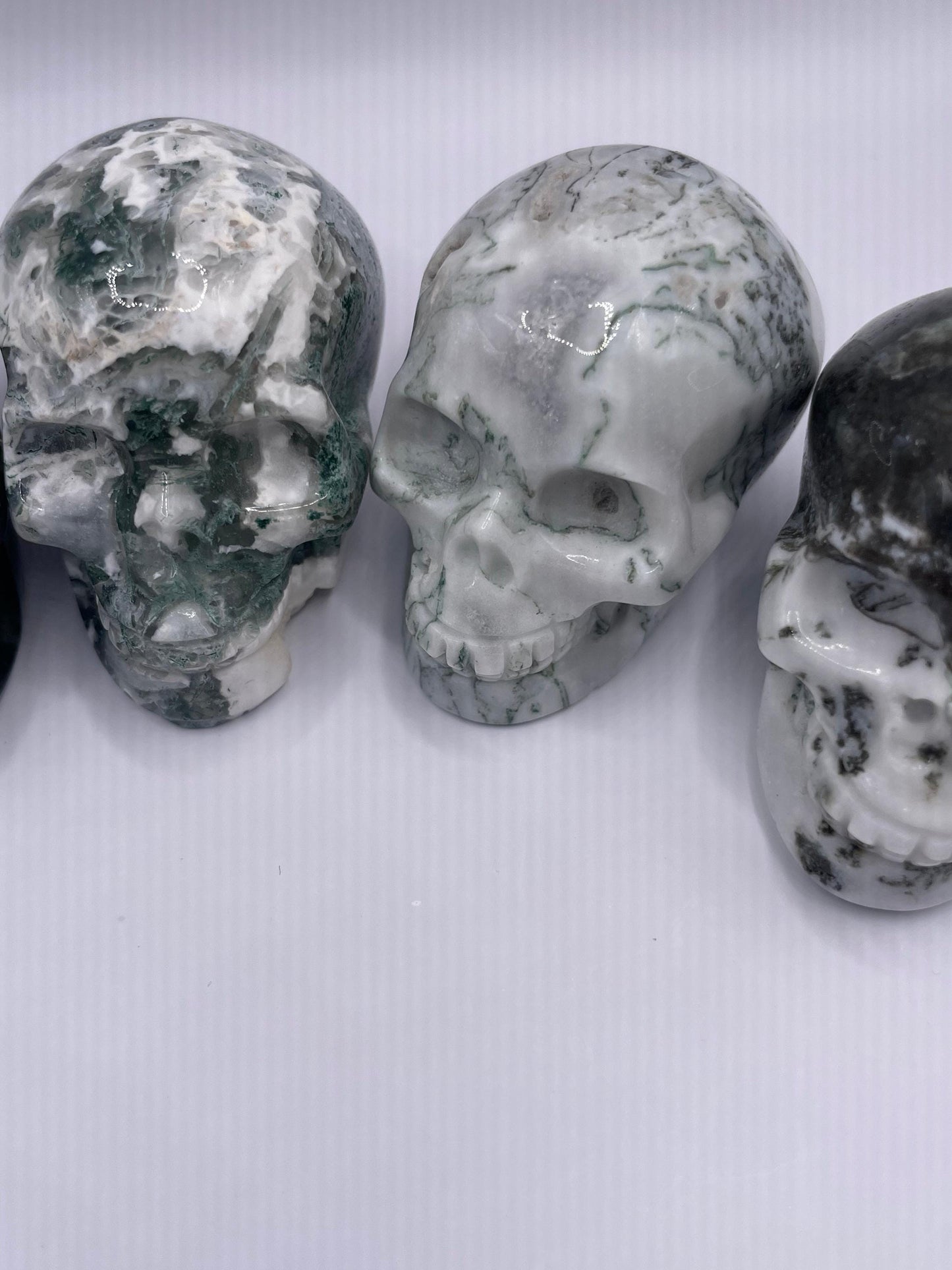 Moss Agate Skulls