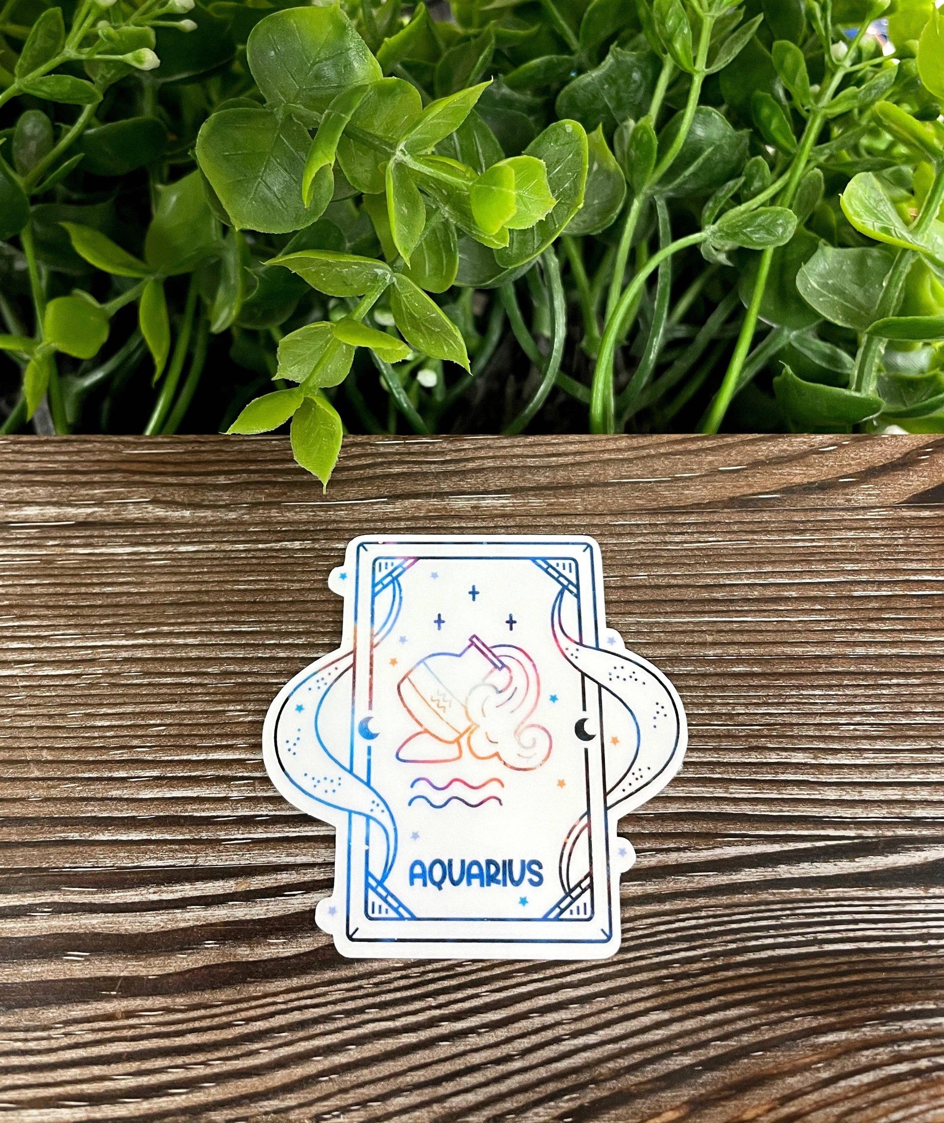 Aquarius Astrological Tarot Card, Die Cut Vinyl Sticker, Boho Fun, Water Resistant, Mystical Witchy Magic, Astrology Sign