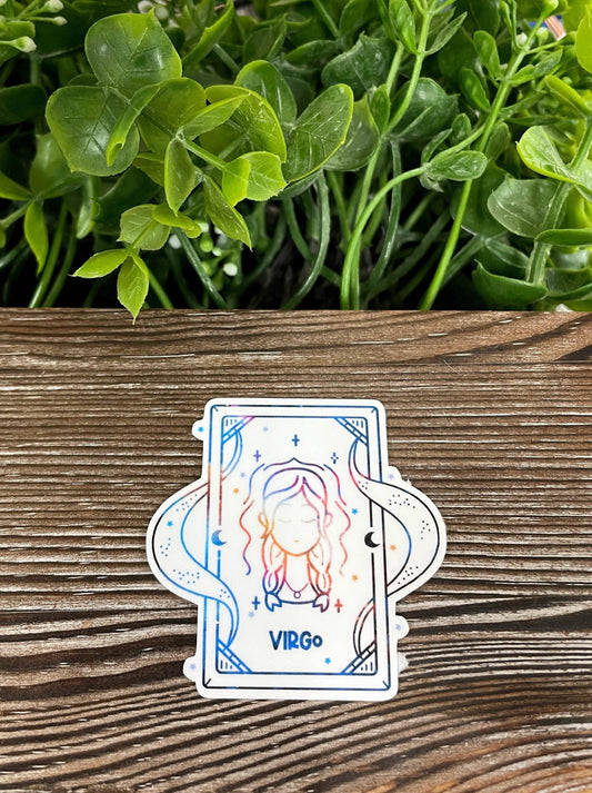 Virgo Astrological Tarot Card, Die Cut Vinyl Sticker, Boho Fun, Water Resistant, Mystical Witchy Magic, Astrology Sign