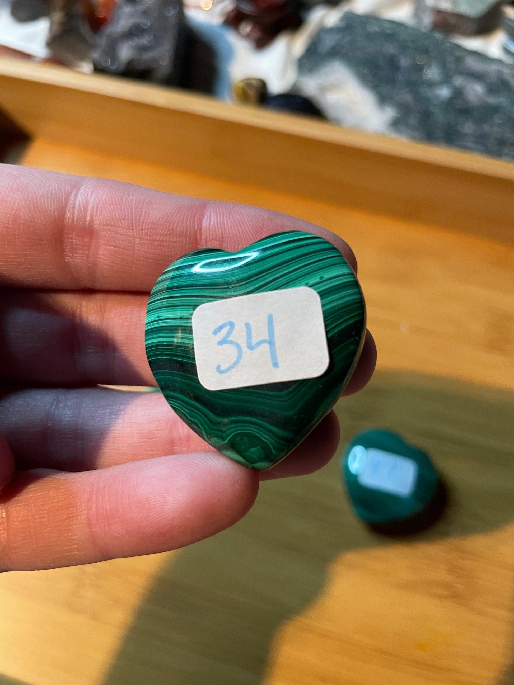 Malachite heart carving