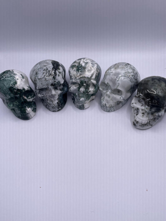 Moss Agate Skulls