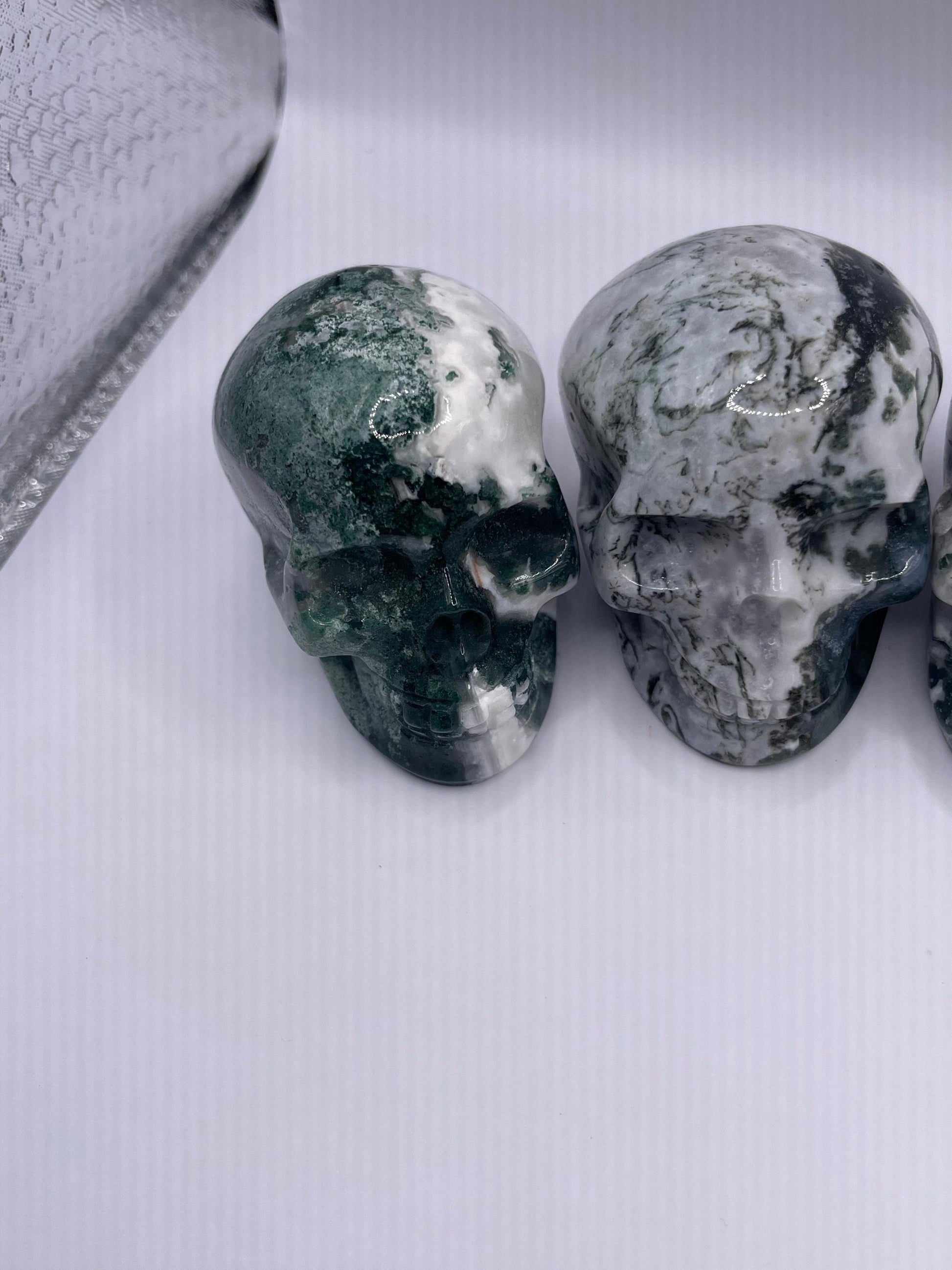 Moss Agate Skulls