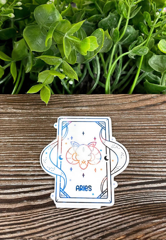 Aries Astrological Tarot Card, Die Cut Vinyl Sticker, Boho Fun, Water Resistant, Mystical Witchy Magic, Astrology Sign