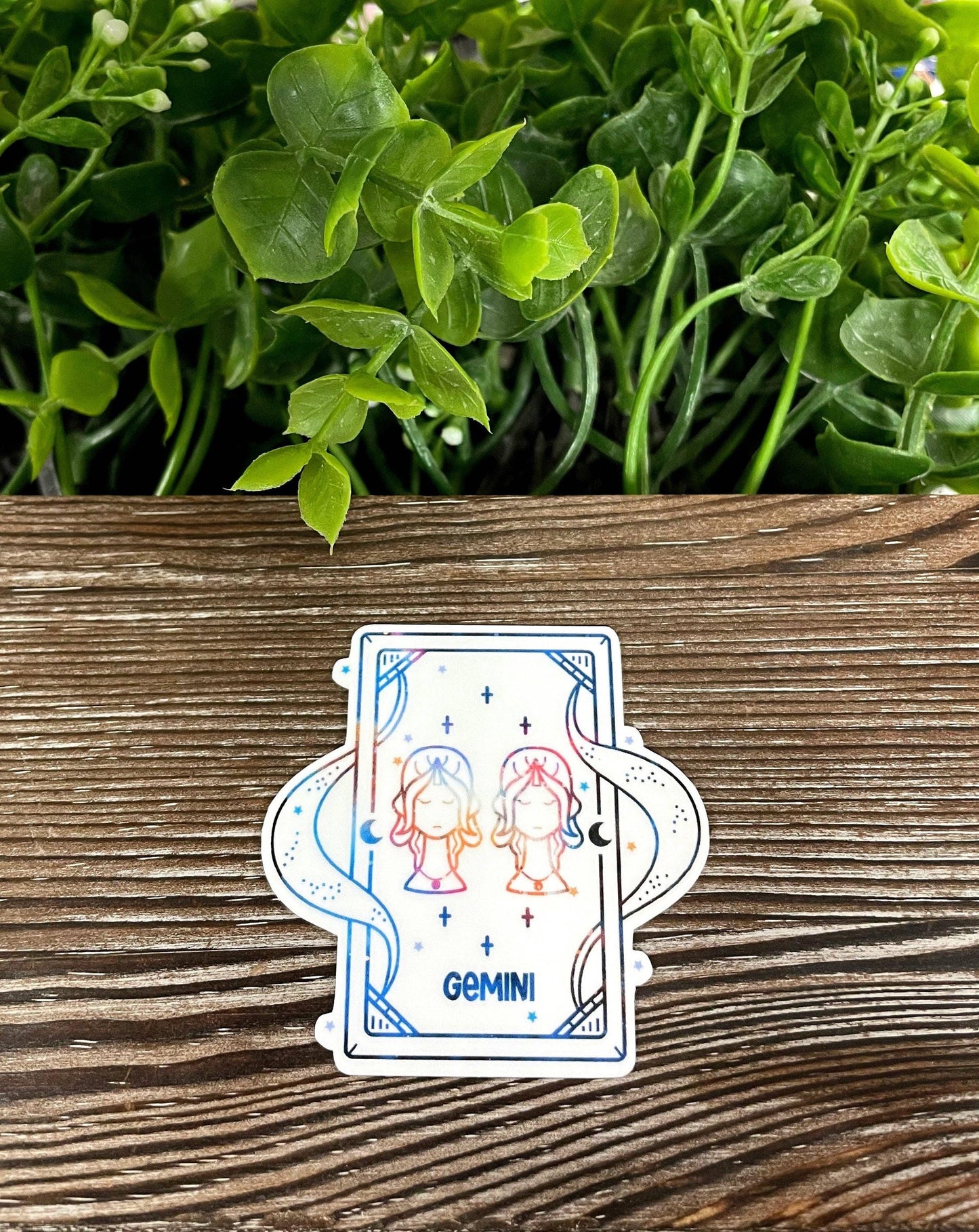 Gemini Astrological Tarot Card, Die Cut Vinyl Sticker, Boho Fun, Water Resistant, Mystical Witchy Magic, Astrology Sign