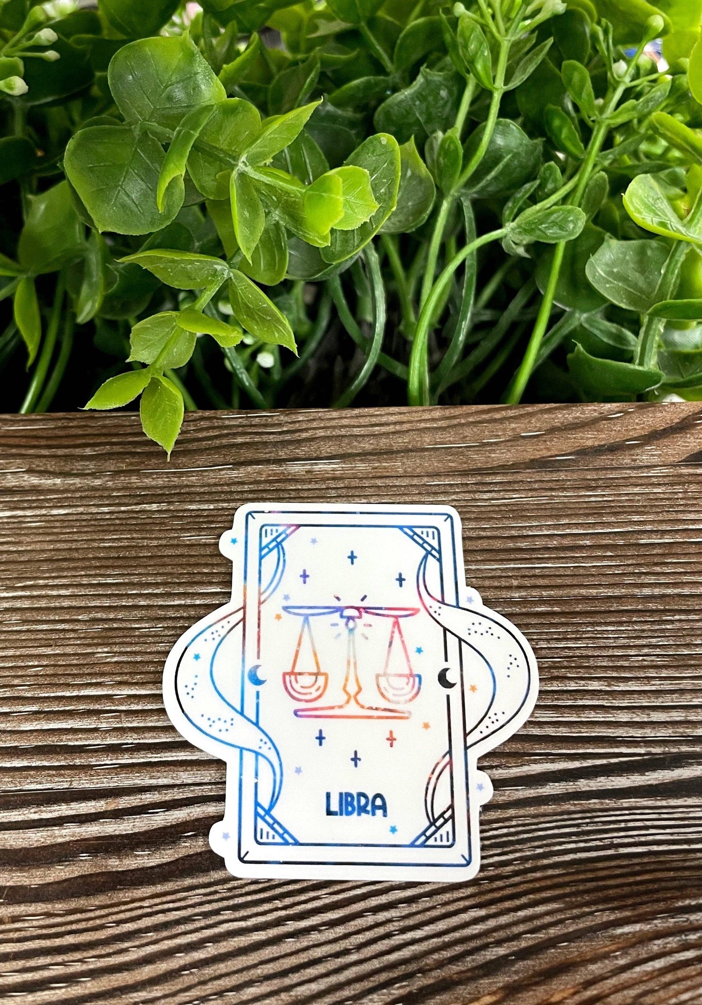 Libra Astrological Tarot Card, Die Cut Vinyl Sticker, Boho Fun, Water Resistant, Mystical Witchy Magic, Astrology Sign