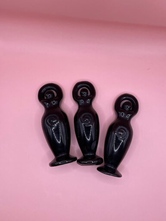 Black obsidian yoga carving