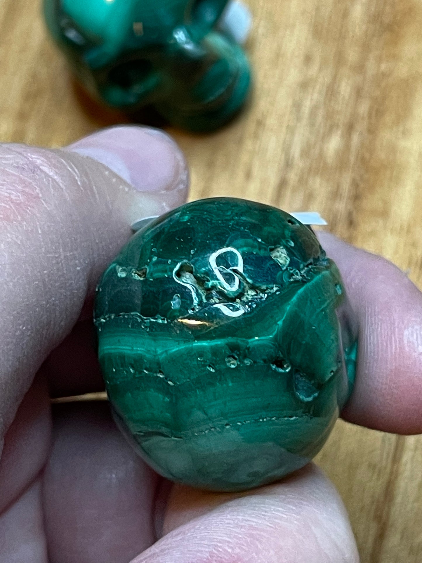 Malachite Skull carving