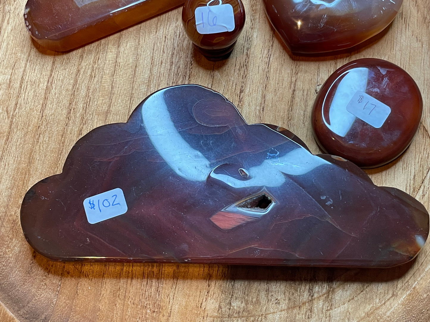 Carnelian Cloud and Heart Carving