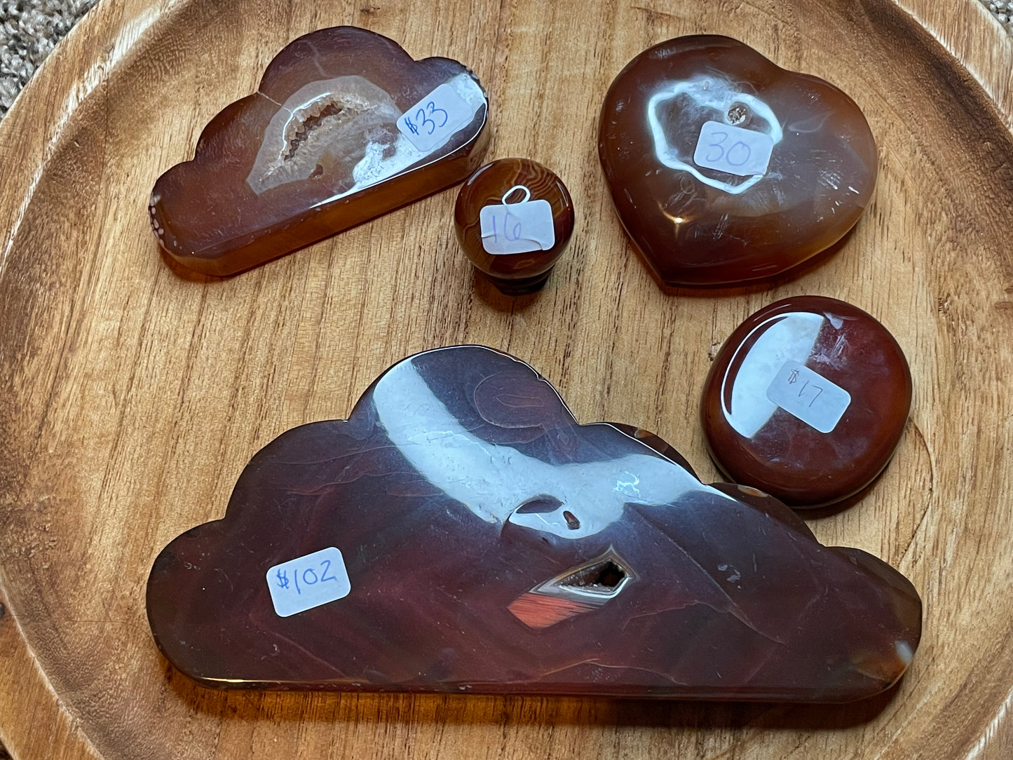 Carnelian Cloud and Heart Carving