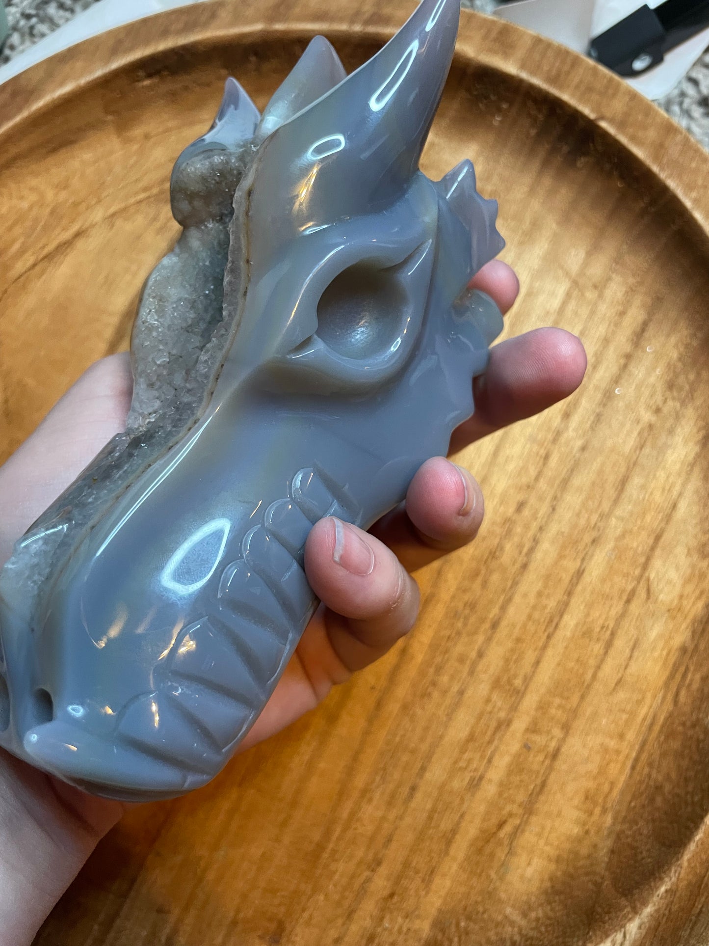 Large Druzy Agate Dragon Head