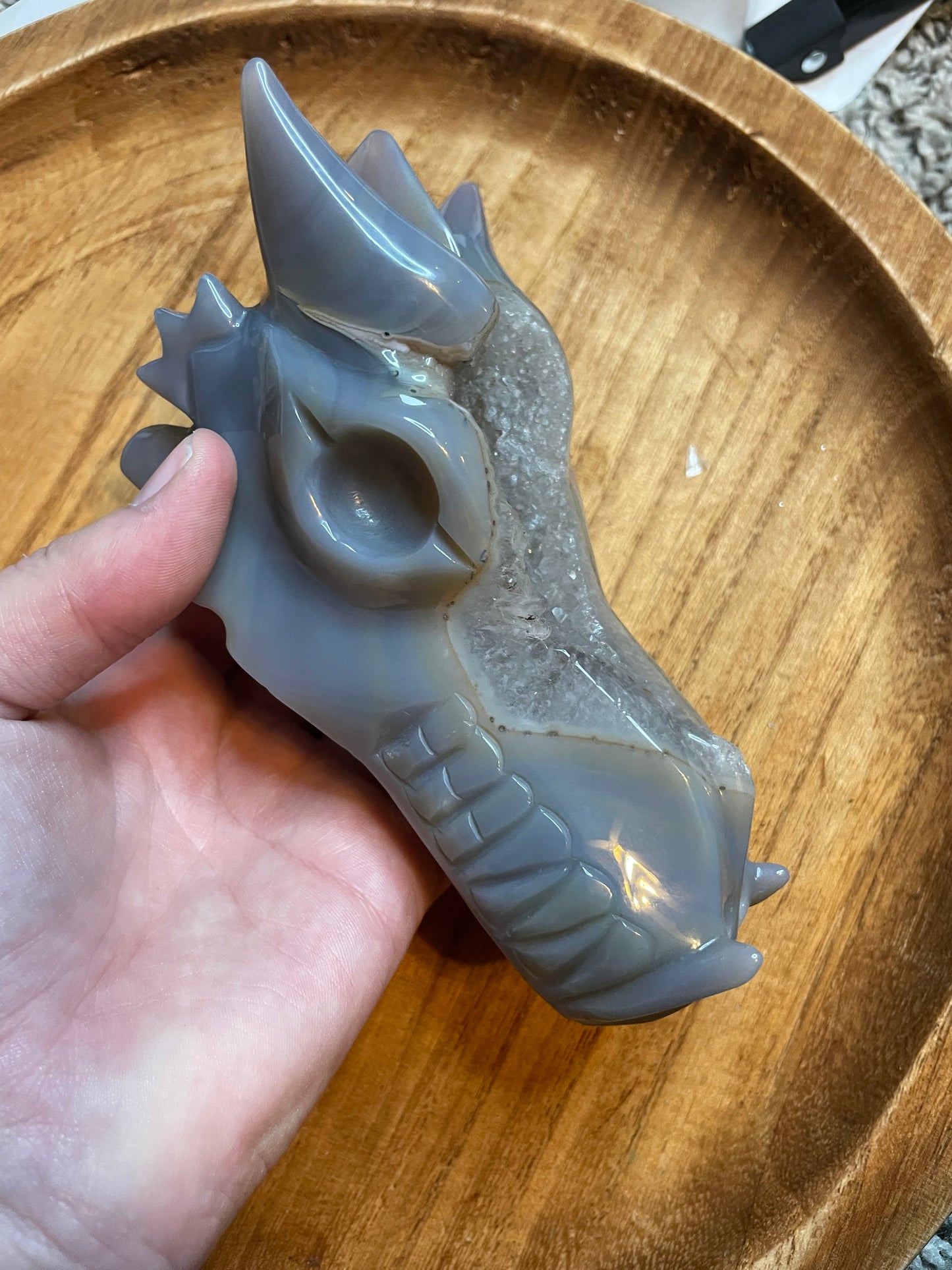 Large Druzy Agate Dragon Head