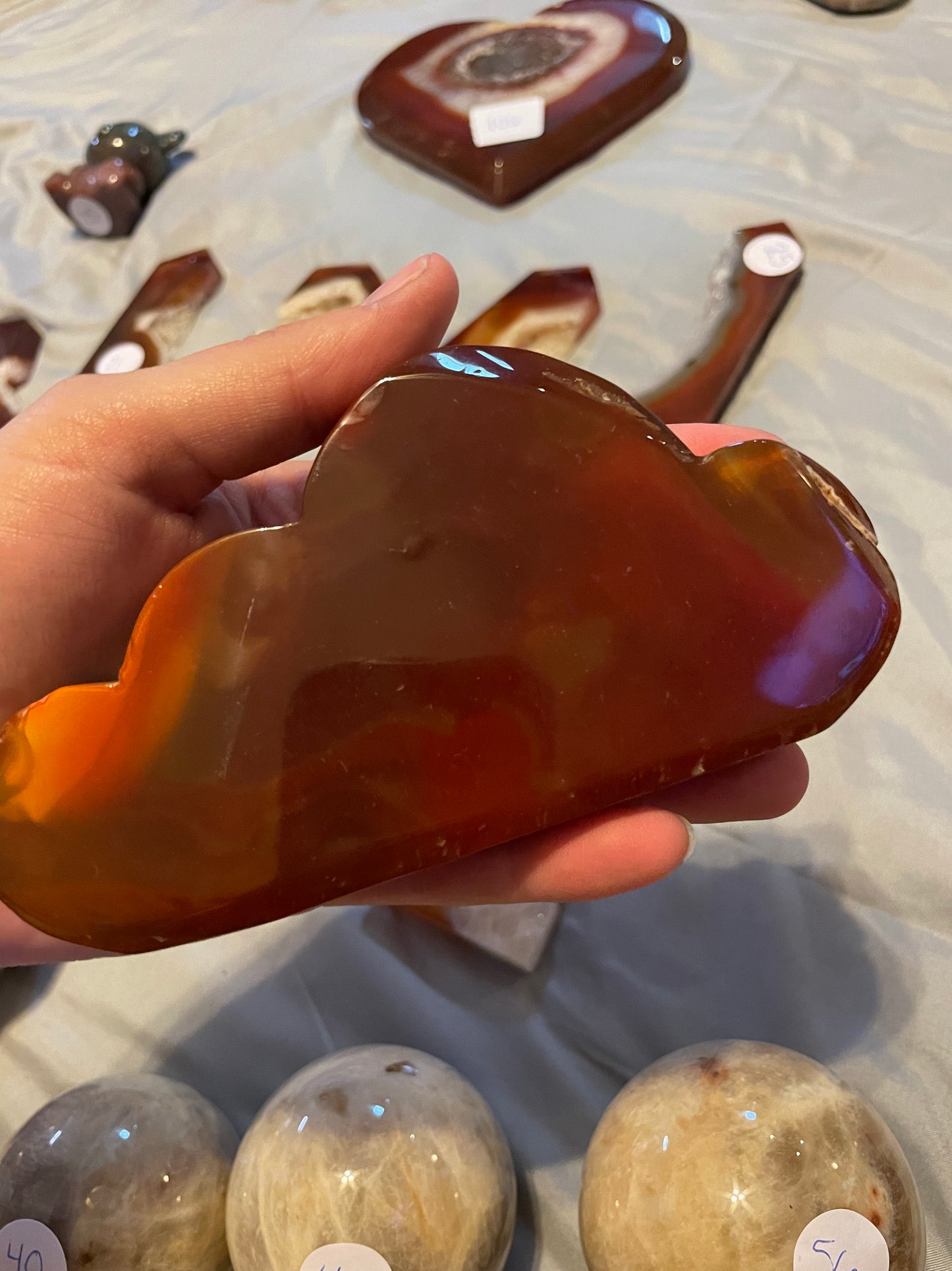 Carnelian Cloud and Heart Carving